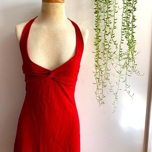 bcbg max azria  red bodycon halter cocktail dress XS